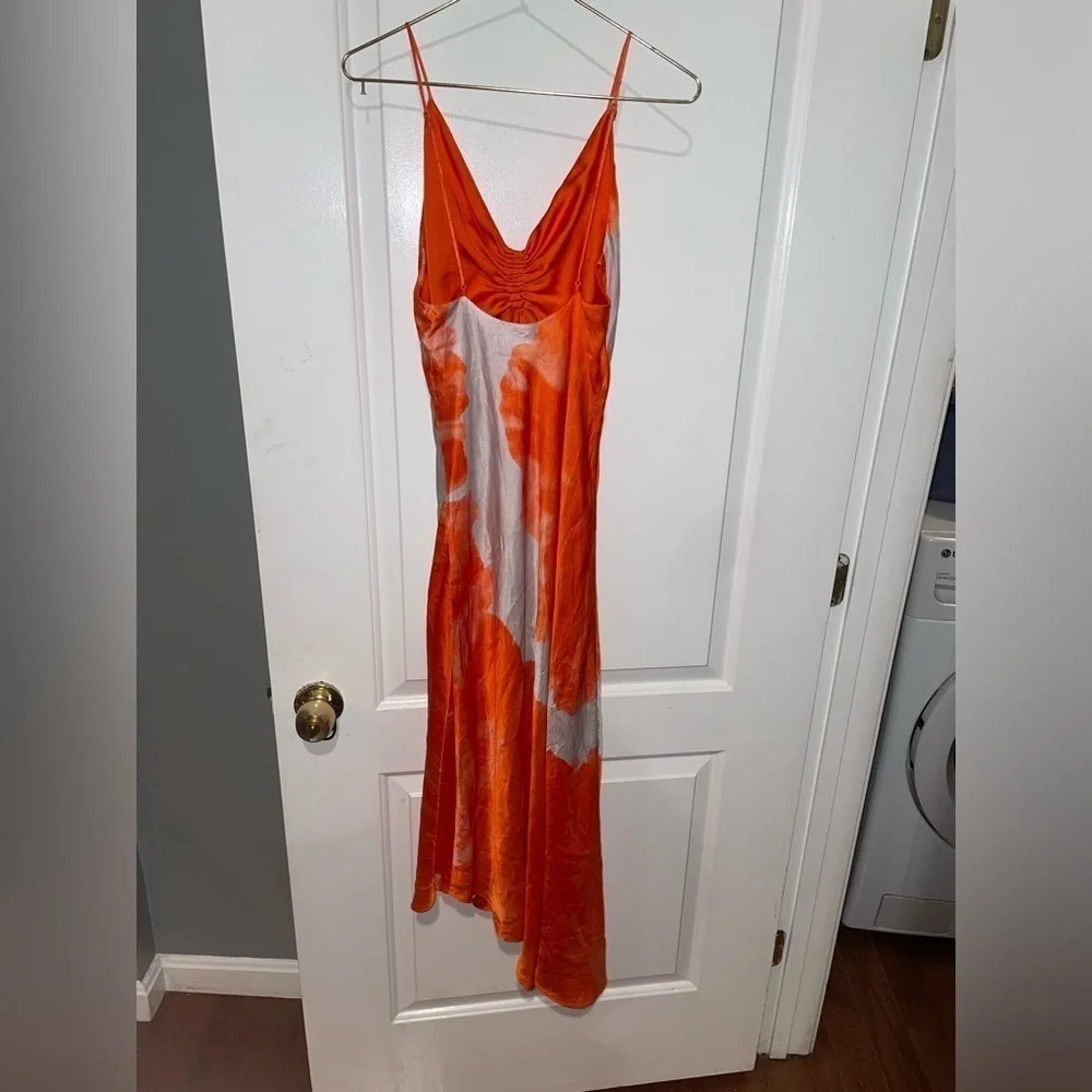NEW All Saints Alexia Mariana Silk Blend Tie Dye Midi Dress Orange ๐ - Picture 14 of 16